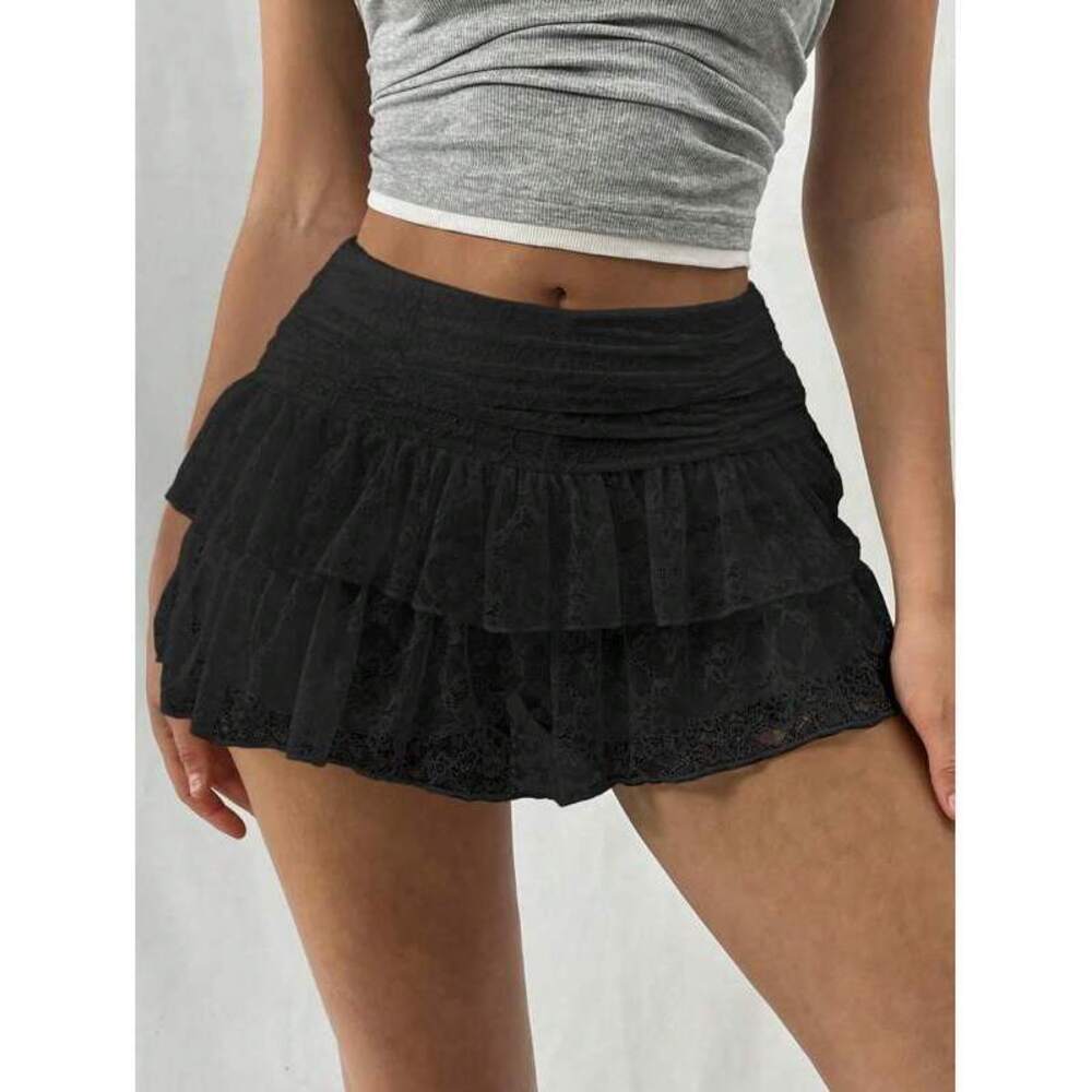 EgrlEra Women's Plain Ruched Casual Summer Skirt Y2K Mini Short